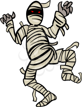 Cartoon Illustration of Scary Mummy Monster for Halloween