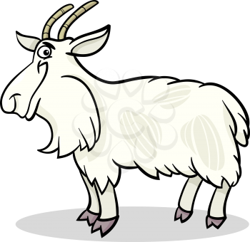Cartoon Illustration of Funny Hairy Goat Farm Animal