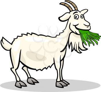Cartoon Illustration of Funny Goat Farm Animal