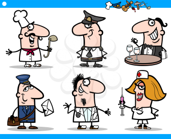 Cartoon Illustration of Funny Professional People Occupations Characters Set