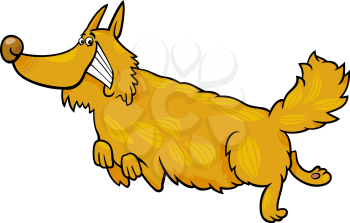Cartoon Illustration of Funny Running Shaggy Dog