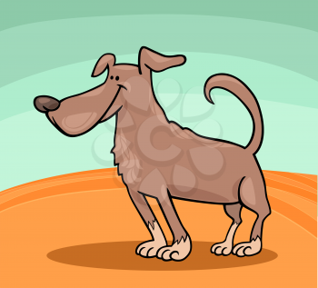 Cartoon Illustration of Cute Standing Brown Dog