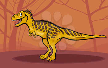 Cartoon Illustration of Tarbosaurus Dinosaur Reptile Species in Prehistoric World