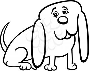 Cartoon Illustration of Funny Little Dog with Huge Ears for Coloring Book
