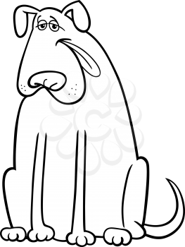 Cartoon Illustration of Funny Big Dog for Coloring Book