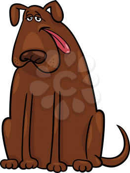 Cartoon Illustration of Funny Big Brown Dog