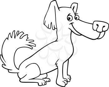 Cartoon Illustration of Funny Little Shaggy Dog for Coloring Book or Page