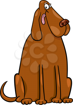Cartoon Illustration of Funny Big Brown Dog