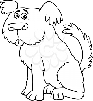 Cartoon Illustration of Funny Shaggy Sheepdog or Bobtail Dog for Coloring Book or Coloring Page