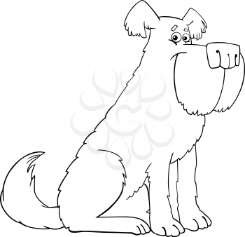 Cartoon Illustration of Funny Shaggy Sheepdog Dog for Coloring Book or Coloring Page