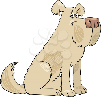 Cartoon Illustration of Funny Shaggy Beige Sheepdog Dog