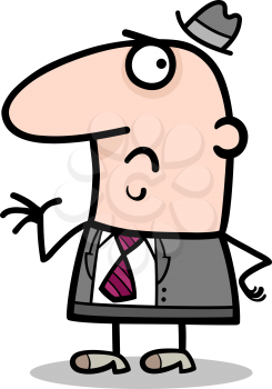 Cartoon Illustration of Disgusted Man or Businessman in Suit