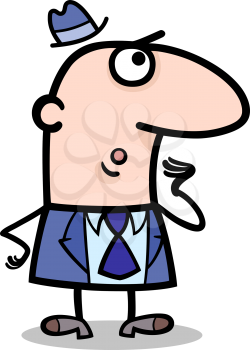 Cartoon Illustration of Surprised Man or Businessman in Suit