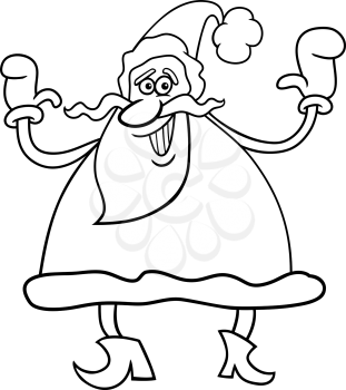 Cartoon Illustration of Funny Santa Claus or Papa Noel or Father Christmas for Coloring Book
