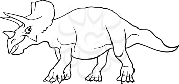 Cartoon Illustration of Triceratops Dinosaur Prehistoric Reptile Species for Coloring Book or Page