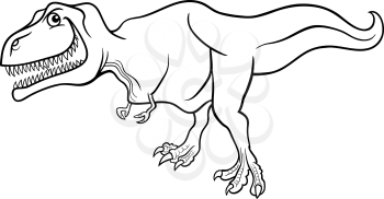 Cartoon Illustration of Tyrannosaurus Dinosaur Prehistoric Reptile Species for Coloring Book or Page