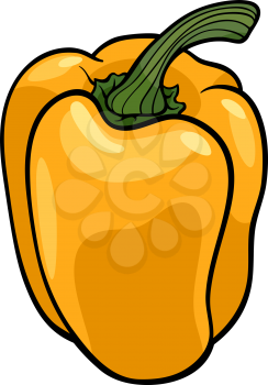 Cartoon Illustration of Yellow Pepper or Paprika Vegetable Food Object