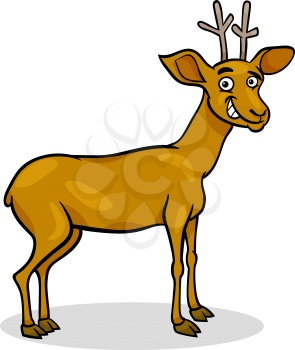 Cartoon Illustration of Funny Wild Deer Animal
