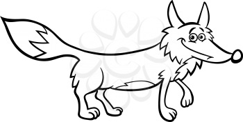 Black and White Cartoon Illustration of Funny Wild Fox Animal for Coloring Book