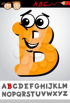 Cartoon Illustration of Cute Capital Letter B from Alphabet for Children Education