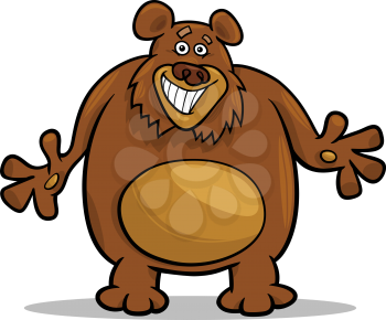 Cartoon Illustration of Funny Big Brown Bear or Grizzly