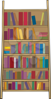 Cartoon Illustration of Book Shelf or Bookcase Clip Art