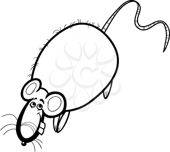 Black and White Cartoon Humorous Illustration of Funny Rat Animal Character for Coloring Book