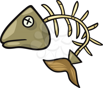Cartoon Illustration of Fishbone or Fish Skeleton Clip Art
