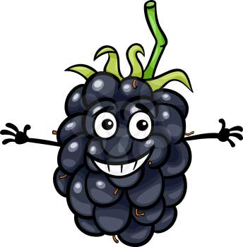 Cartoon Illustration of Funny Blackberry Fruit Food Comic Character