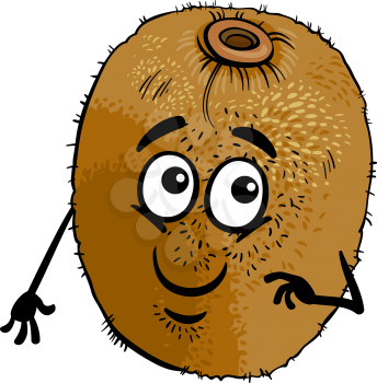 Cartoon Illustration of Funny Kiwi Fruit Food Comic Character