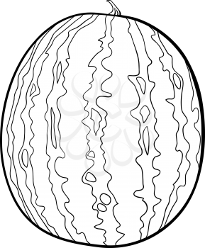 Black and White Cartoon Illustration of Watermelon Fruit Food Object for Coloring Book