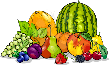 Cartoon Illustration of Fruits Group Food Design
