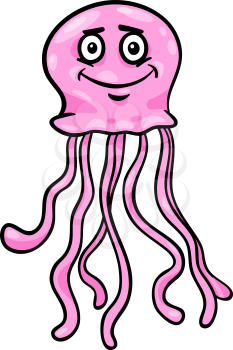 Cartoon Illustration of Cute Comic Jellyfish