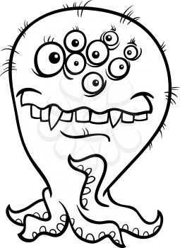 Black and White Cartoon Illustration of Funny Monster or Fright or Bogie for Children for Coloring