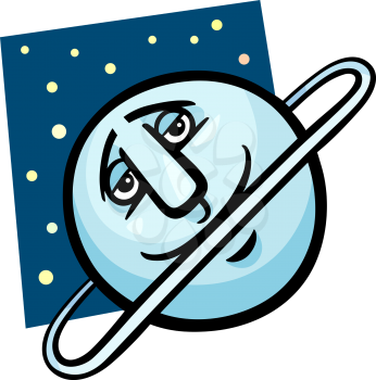 Cartoon Illustration of Funny Uranus Planet Comic Mascot Character