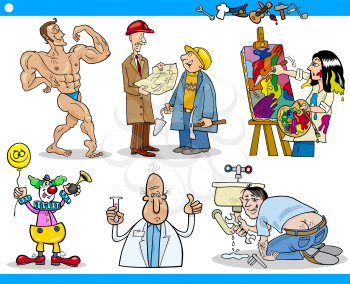Cartoon Illustration of Funny Professional People Occupations Characters Set