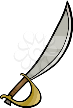 Cartoon Illustration of Sword or Sabre Clip Art