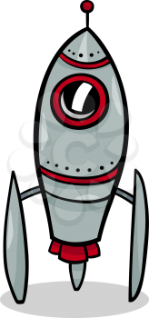 Cartoon Illustration of Funny Rocket or Spaceship