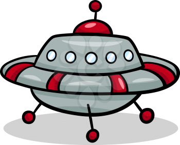 Cartoon Illustration of Funny Flying Saucer or Spaceship Ufo