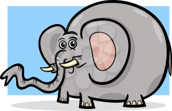 Cartoon Illustration of Cute Elephant Wild Animal