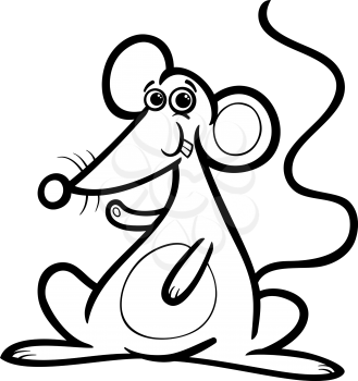 Black and White Cartoon Illustration of Cute Mouse or Rat for Children to Coloring Book