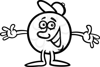 Black and White Illustration of Funny Mister Ball Cartoon Character