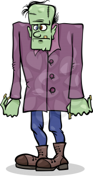 Cartoon Illustration of Spooky Halloween Frankenstein Monster