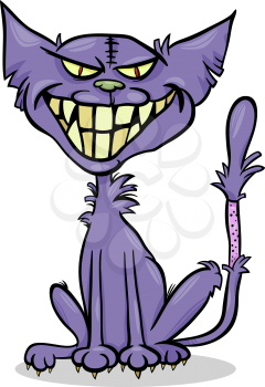 Cartoon Illustration of Spooky Halloween Zombie Bad Cat