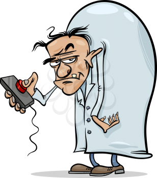 Cartoon Illustration of Spooky Halloween Evil Scientist Character