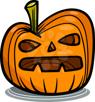 Cartoon Illustration of Spooky Halloween Pumpkin Clip Art