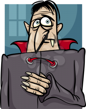 Cartoon Illustration of Spooky Halloween Vampire or Dracula