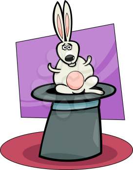 Cartoon Illustration of Funny Cute Bunny or Rabbit in the Magic Hat