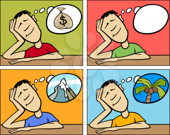 Royalty Free Clipart Image of a Man Dreaming