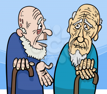 Royalty Free Clipart Image of Two Old Men Talking
